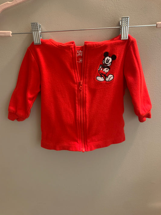 Mickey Mouse Red Baby Hoodie Sz 6 months