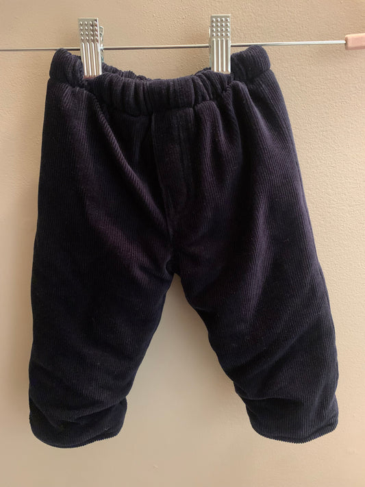 Navy Blue Baby Corduroy Pants with Heart Lining