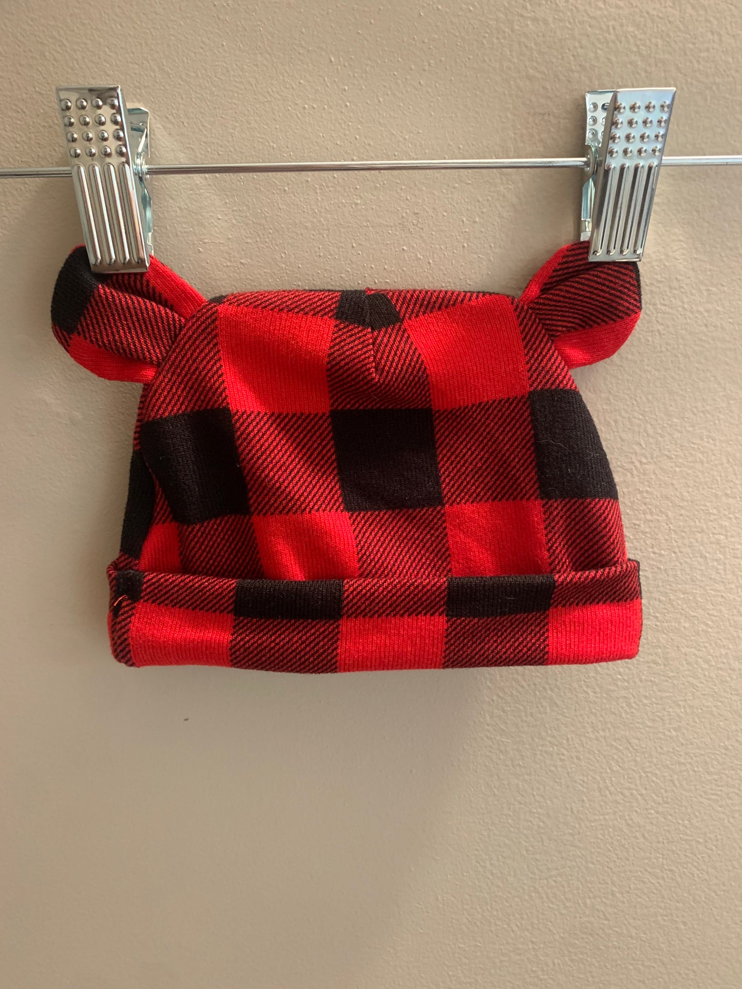 Chickpea checkered Bear Ears Hat Sz 0-9 months