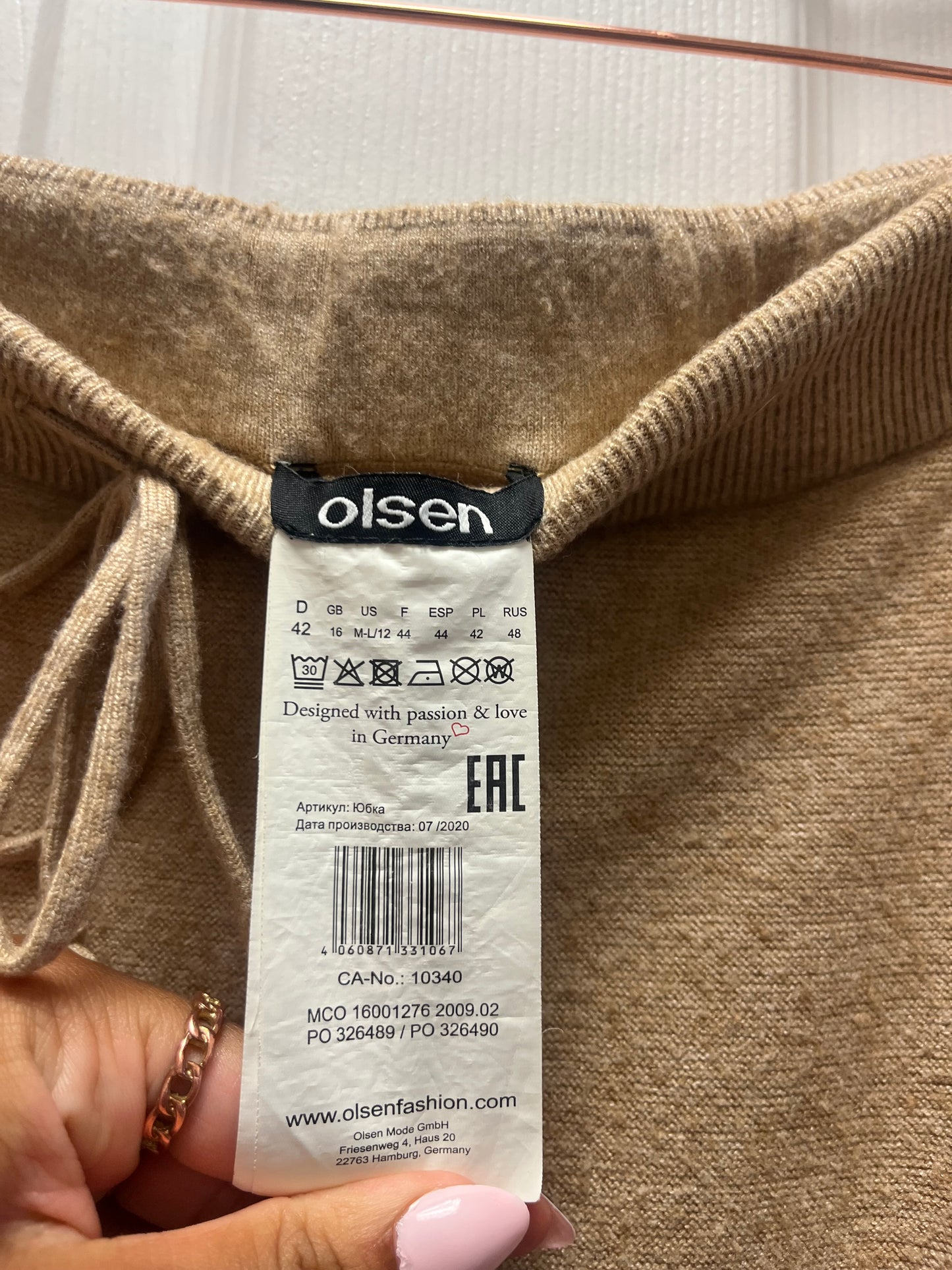 Olsen Knit Tan Skirt Sz M/L