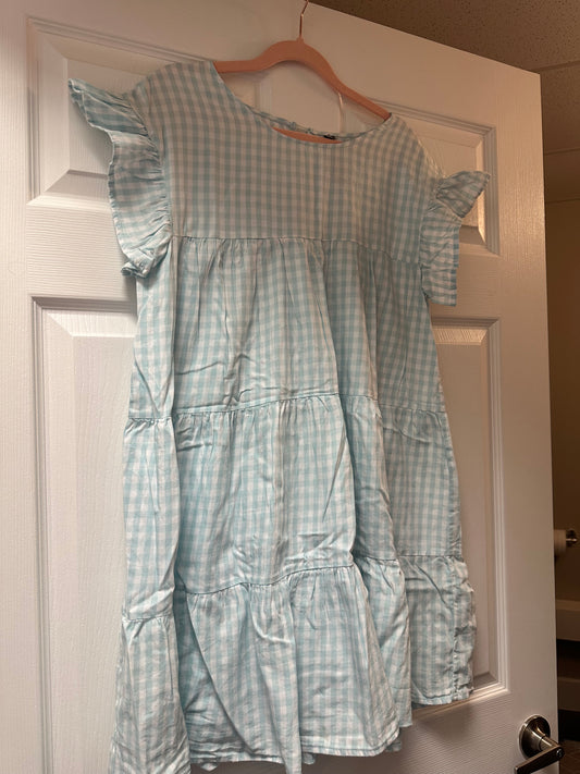 Blue and White Design Label Gingham Dress in a size medium