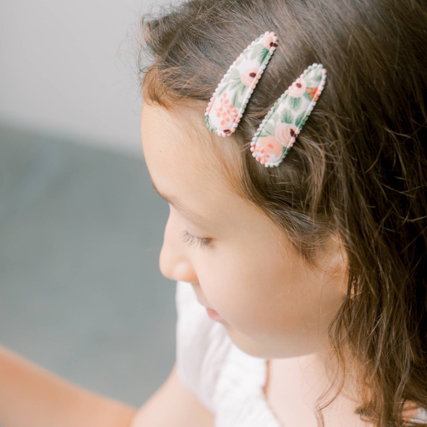 Powder Blue Linen Fabric Hair Clips