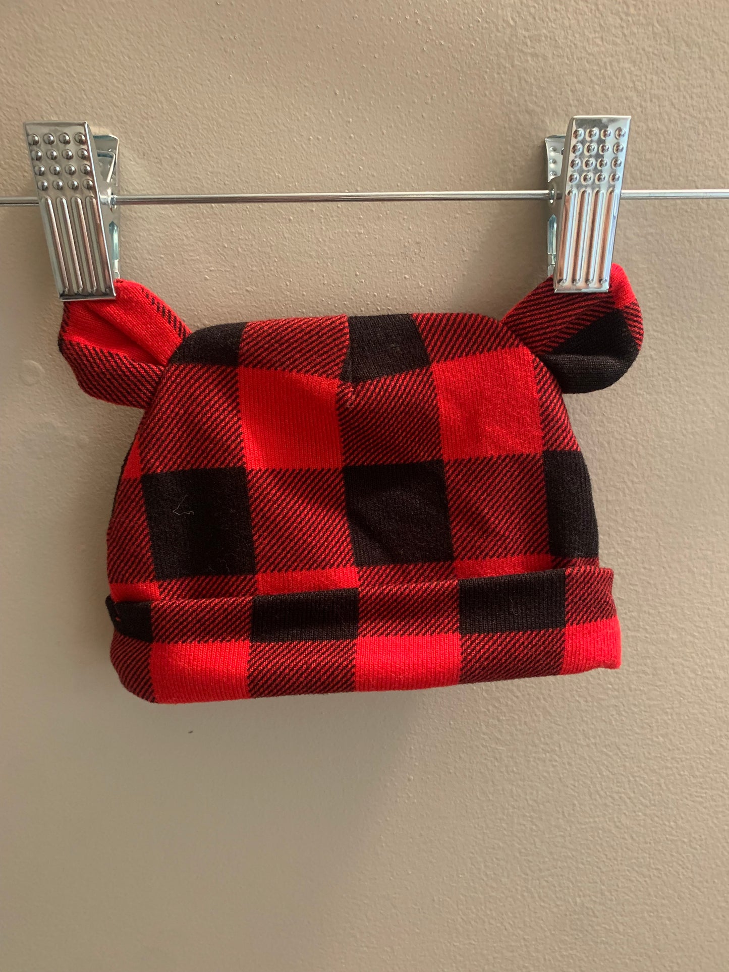 Chickpea checkered Bear Ears Hat Sz 0-9 months