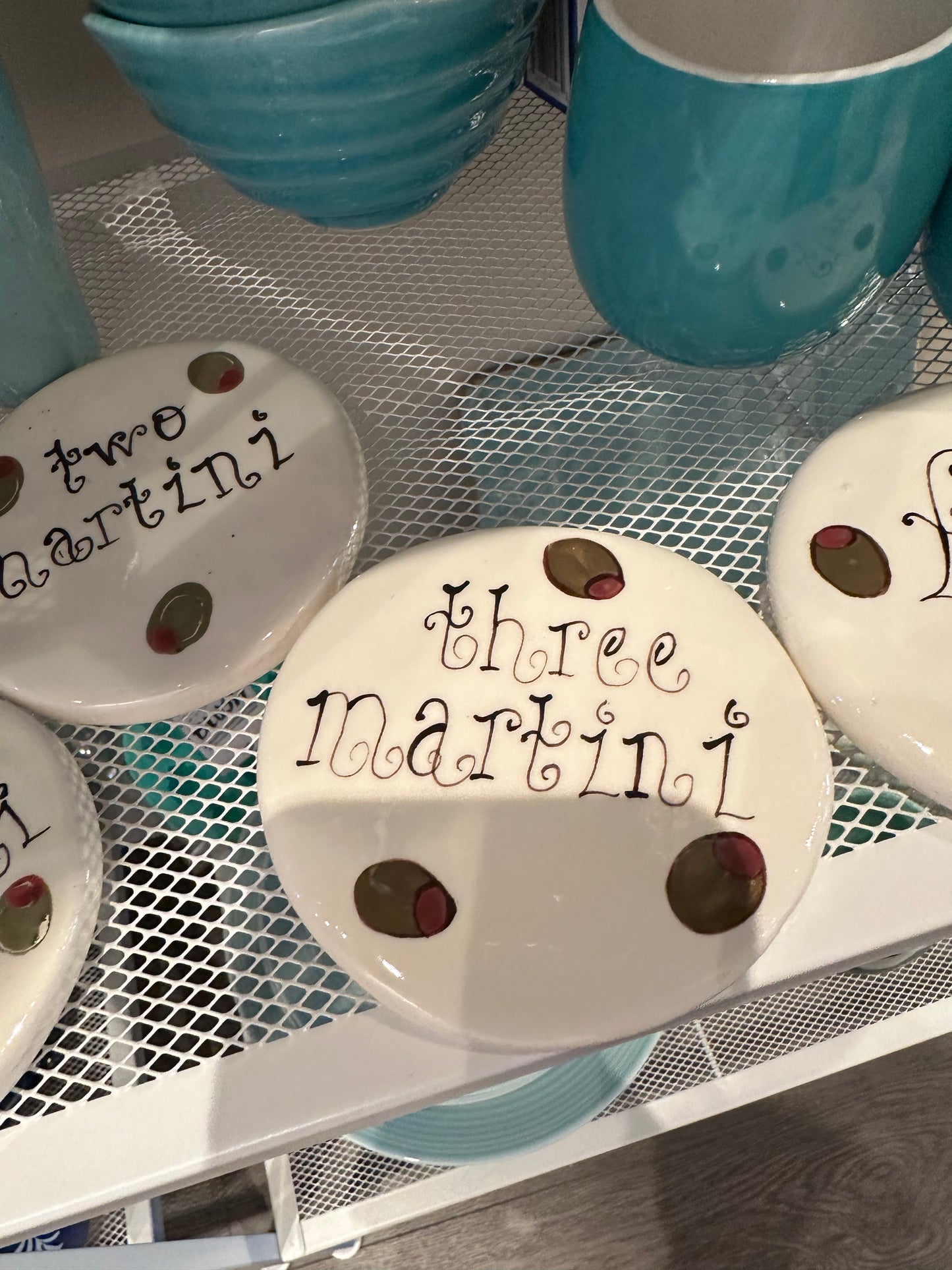 Martini Olive Ceramic Coasters