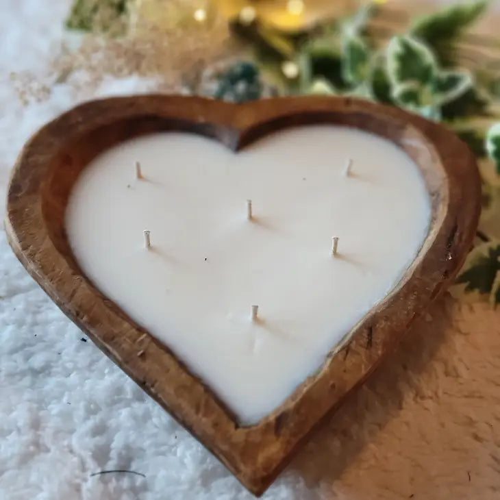 Dough Bowl Candle - Heart Shaped, 6 Wick Refillable