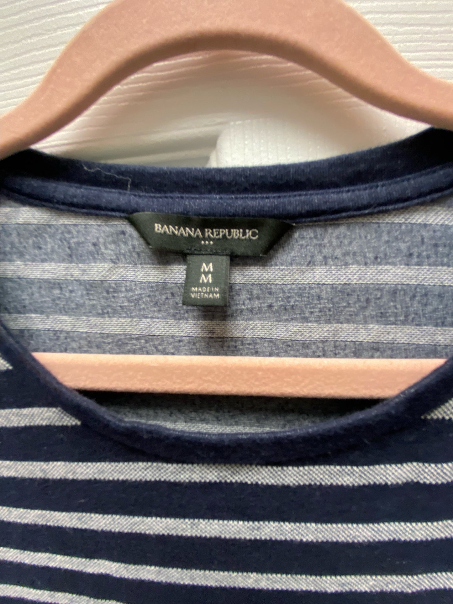 Banana Republic Navy Stripe Ruffle Top Sz M