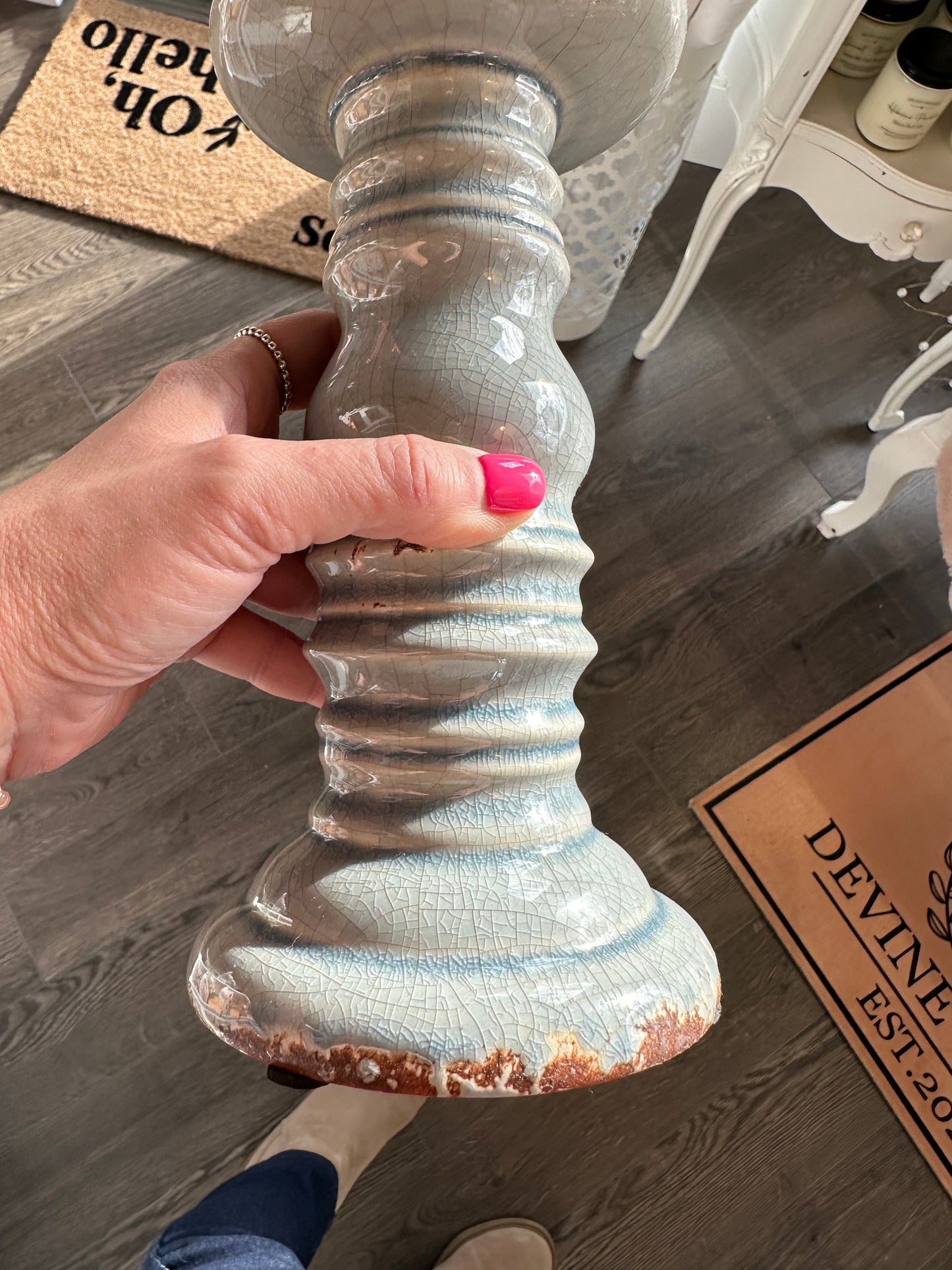 Rustic Ceramic Pillar Candle Holder