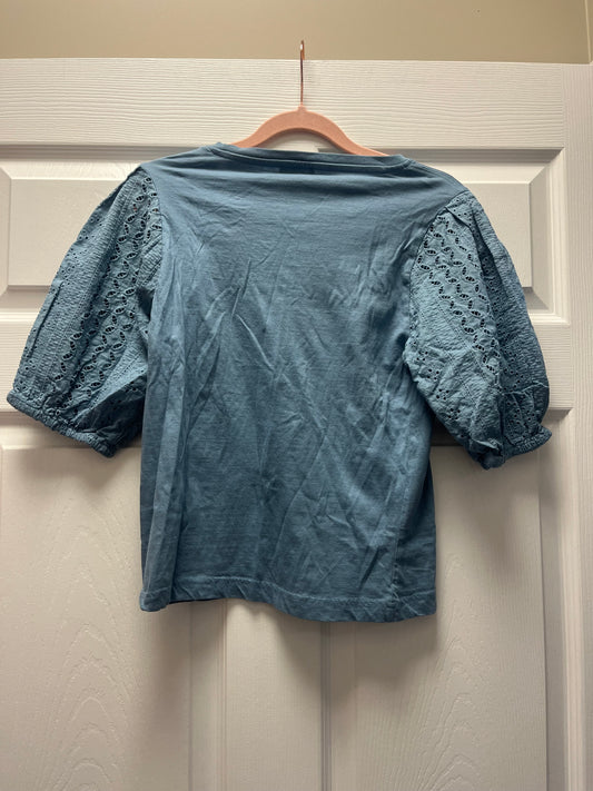 Mexx Blouse Blue Size Small With Eyelet Sleeves