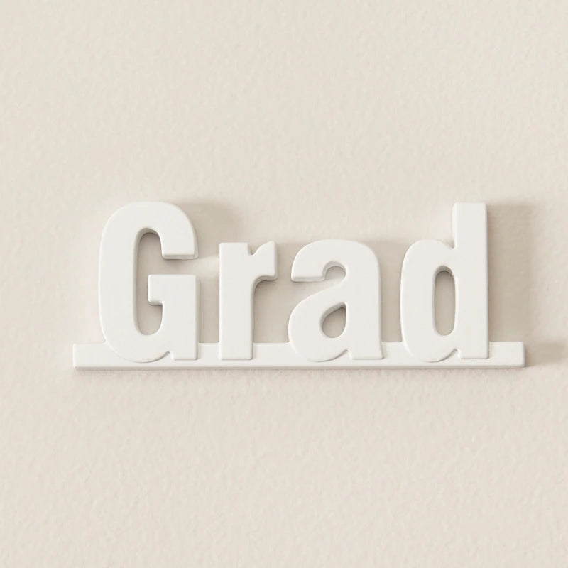 White GRAD graduation magnet