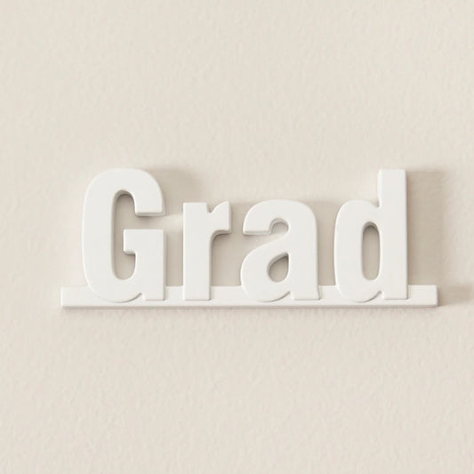 White GRAD graduation magnet