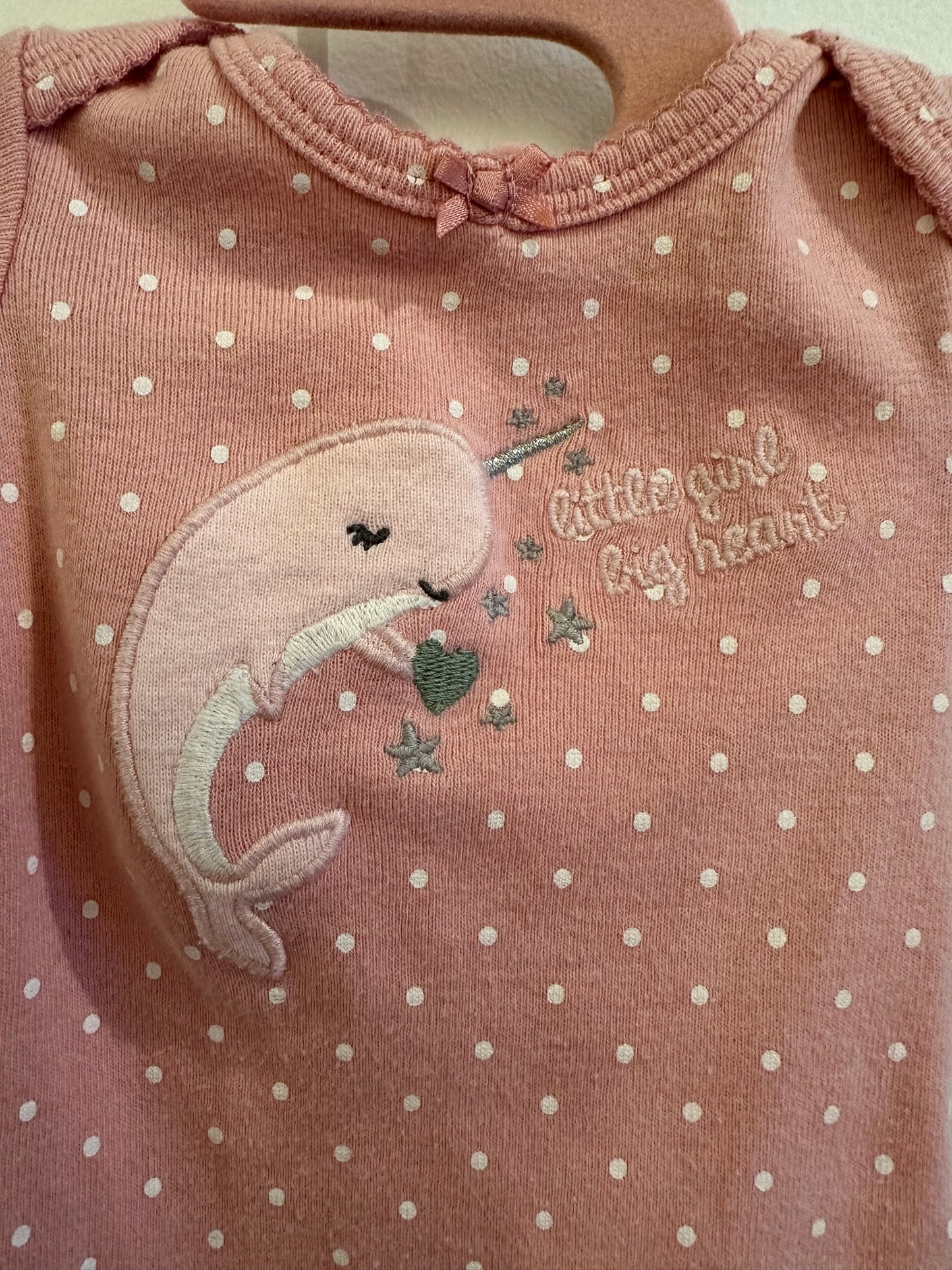 Little Girl Big Heart Whale Onesie