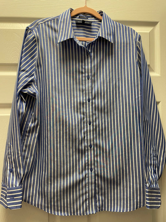 Jones New York Button Up Striped Shirt Sz L