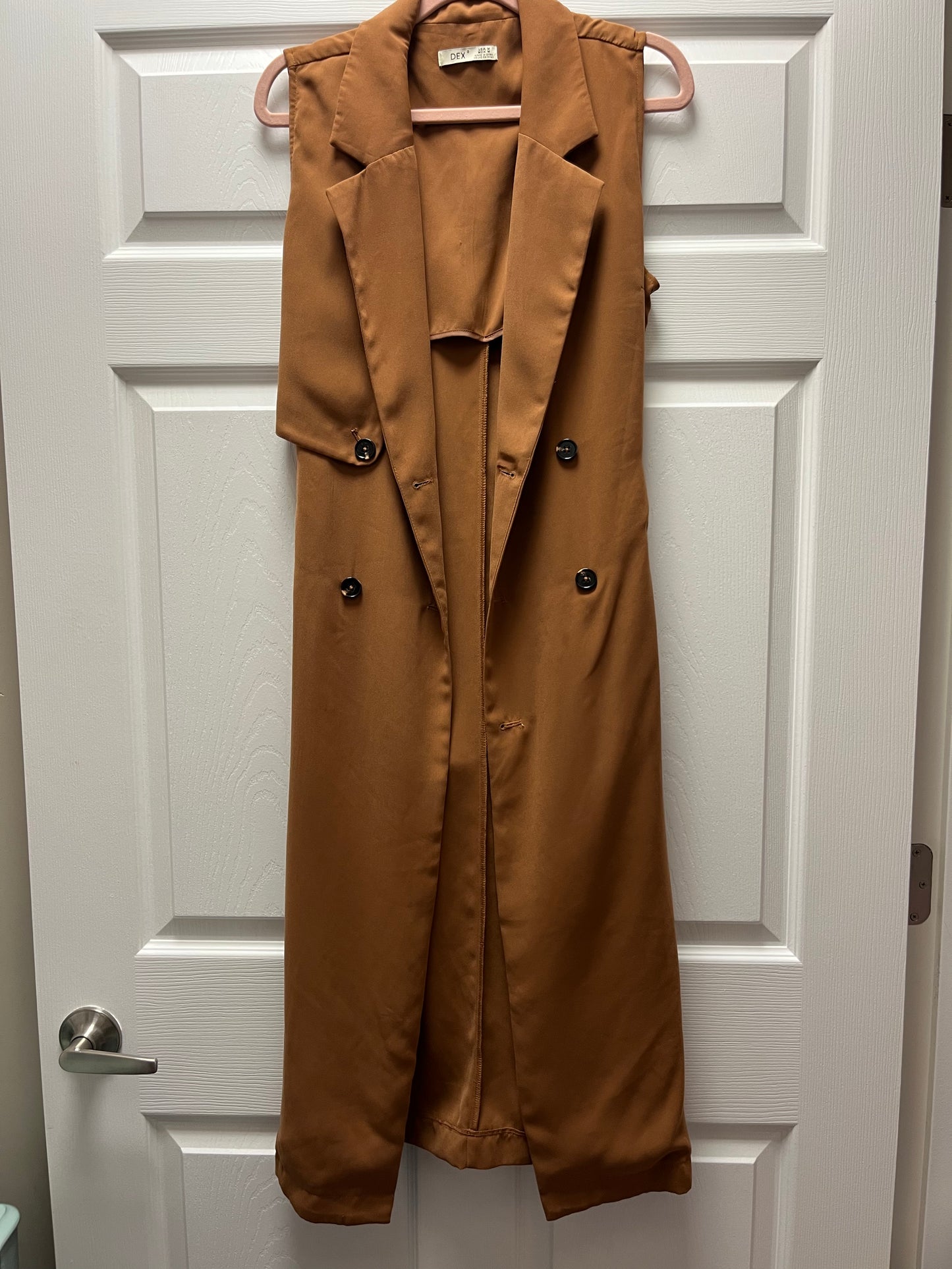 Dex Long Trench Style Vest Sz Med