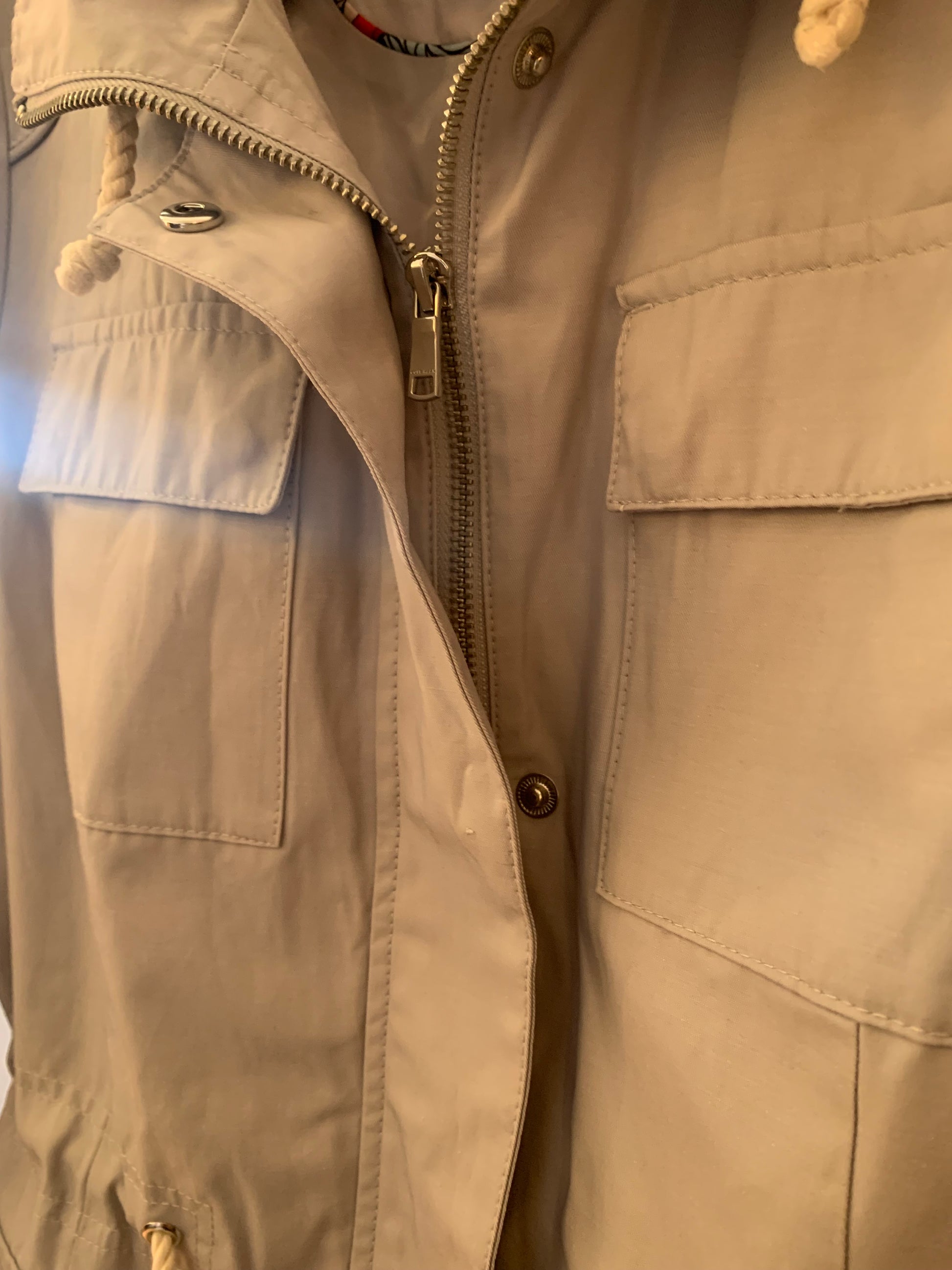 Grey Cole Haan Jacket in Size Medium. close up shot