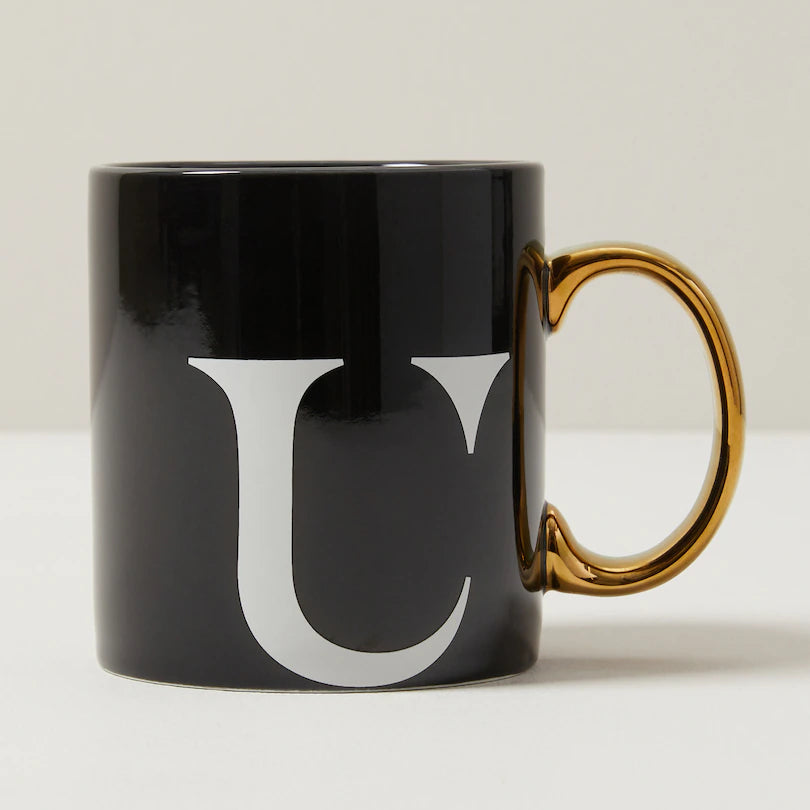 MONOGRAM MUG - BLACK - VARIOUS LETTERS