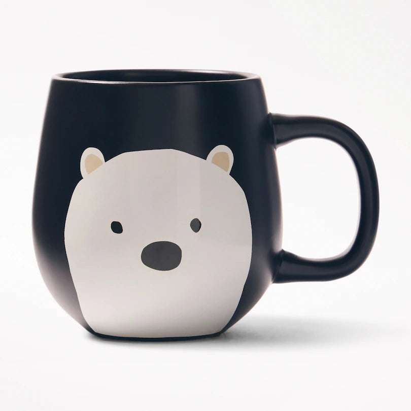 dark blue polar bear round mug