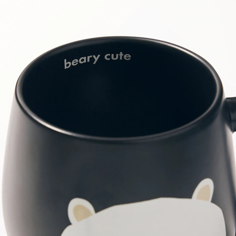 dark blue polar bear beary cute round mug