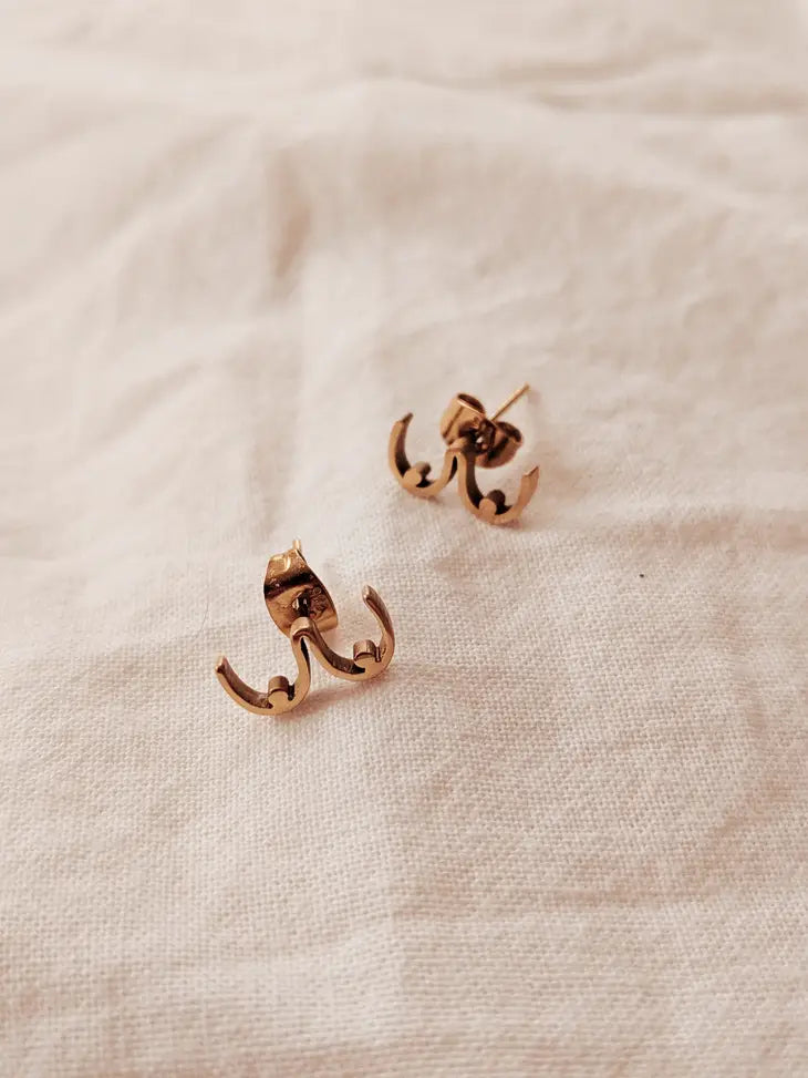 2 Gold Plated Boob Stud Earrings