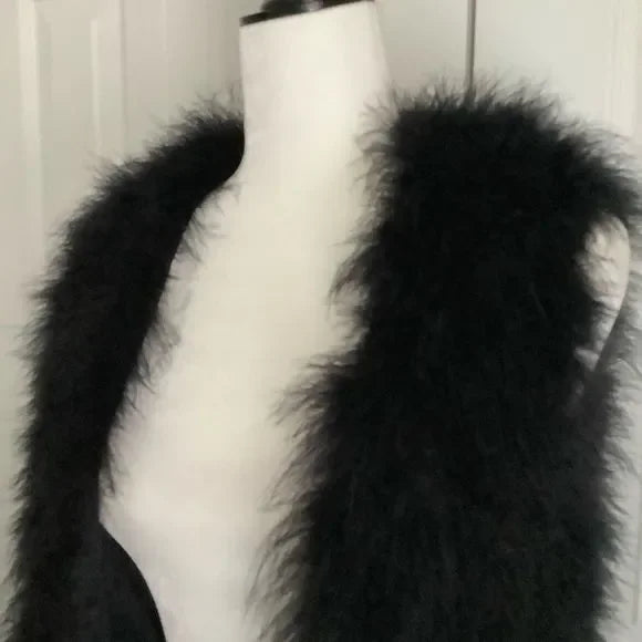 CLUB MONACO REAL FEATHER VEST SIZE XS BLACK