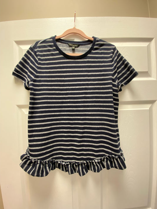 Banana Republic Navy Stripe Ruffle Top Sz M