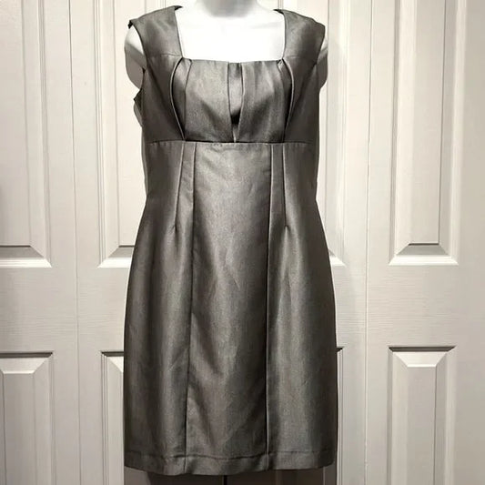 Calvin Klein Silver/Grey Sleeveless Empire Waist Dress Size 6
