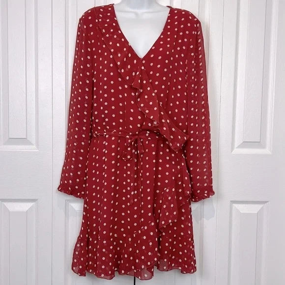 Charlie Paige Red and White Polka Dot Ruffle Dress