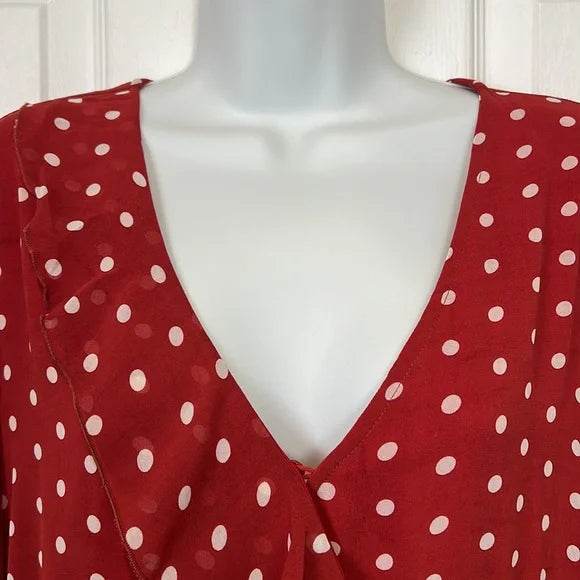 Charlie Paige Red and White Polka Dot Ruffle Dress