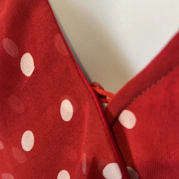 Charlie Paige Red and White Polka Dot Ruffle Dress