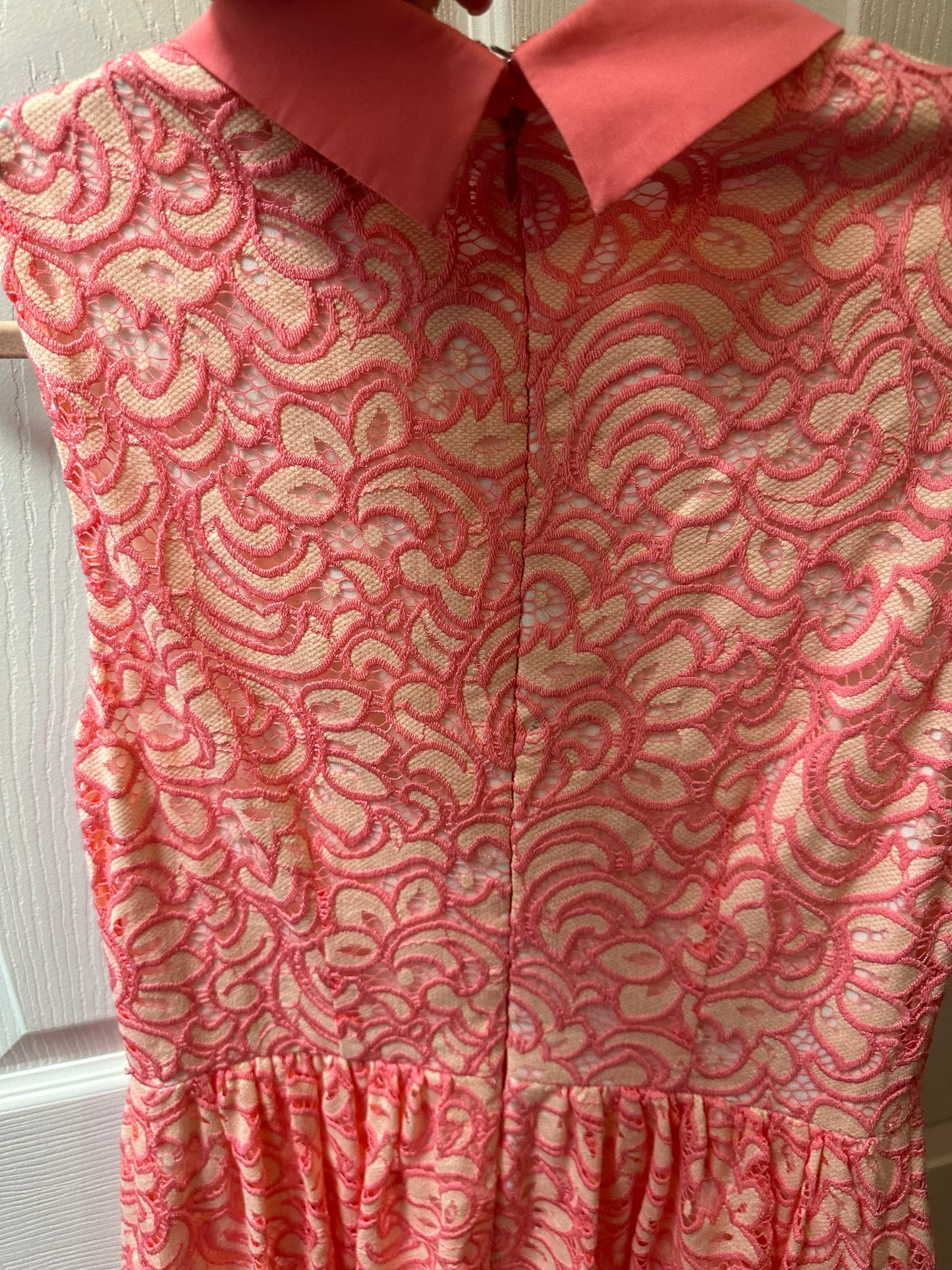 Betsey Johnson Coral Lace Peter Pan Dress Sz 4