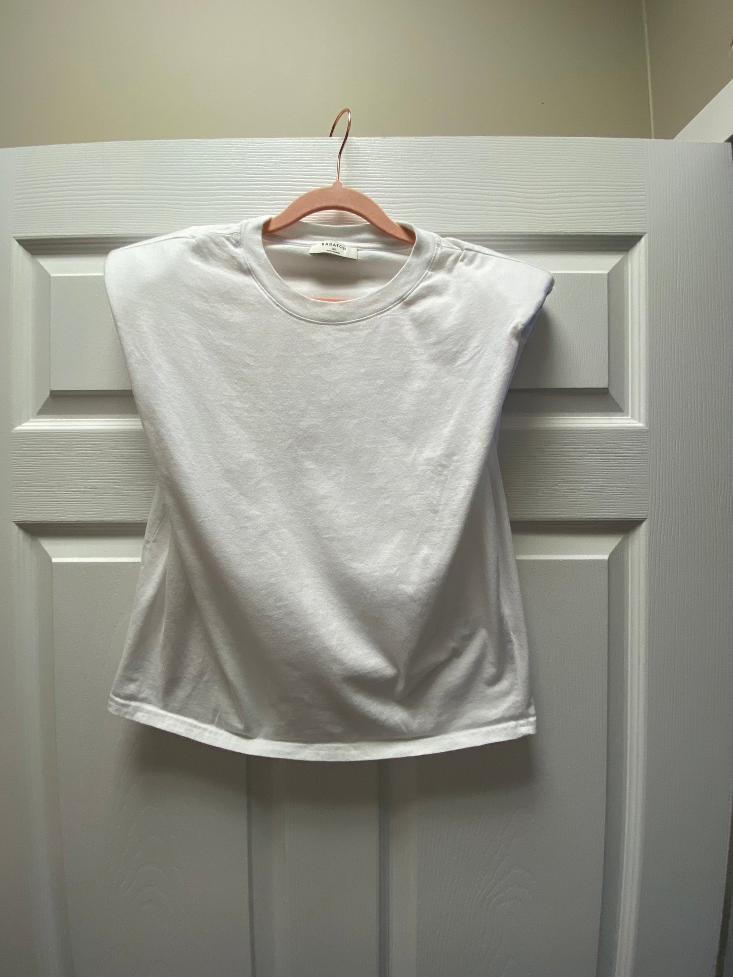 Babaton White Shoulder Pad Tee Sz XS