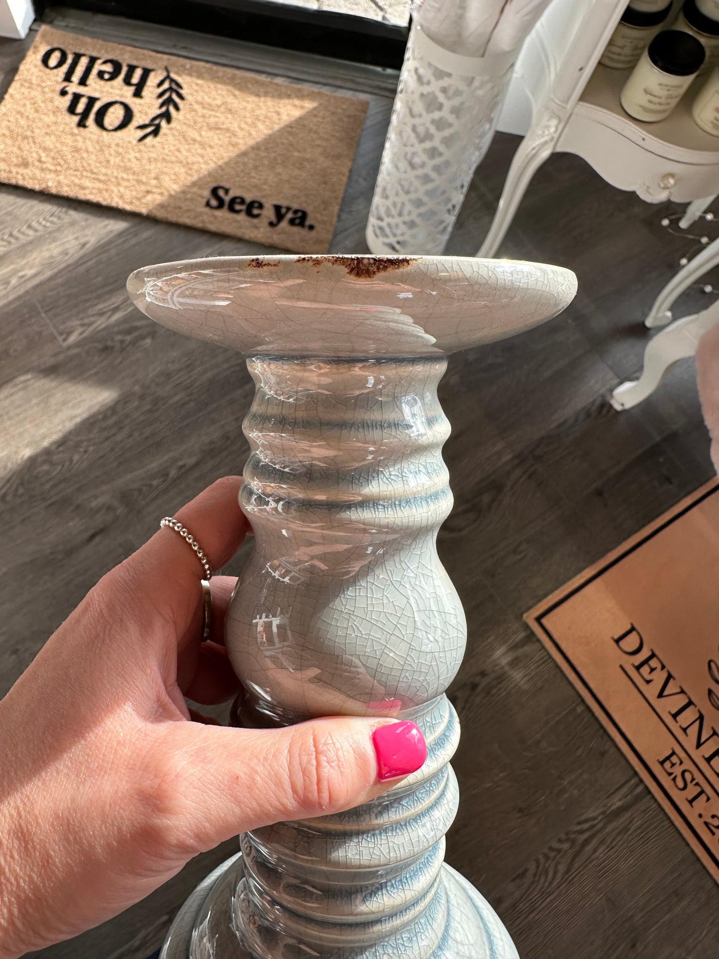 Rustic Ceramic Pillar Candle Holder