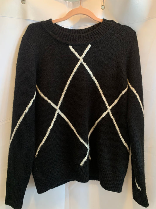 Joe Fresh Geometric Black Sweater Sz XS NWOT