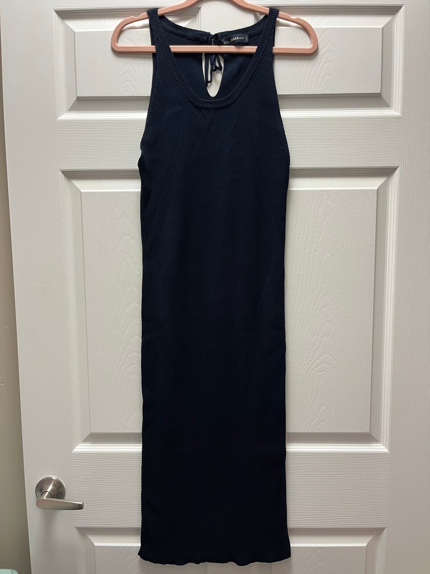 Zara Navy Ribbed Long Dress Sz M