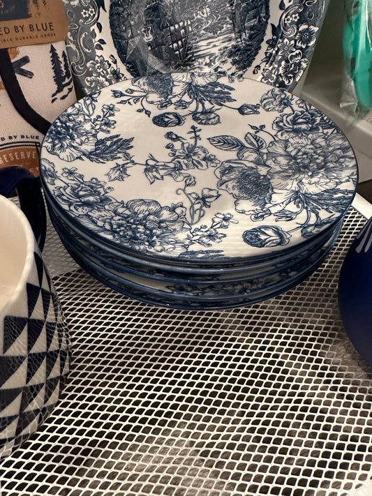 Blue and White Toile Plates x 5