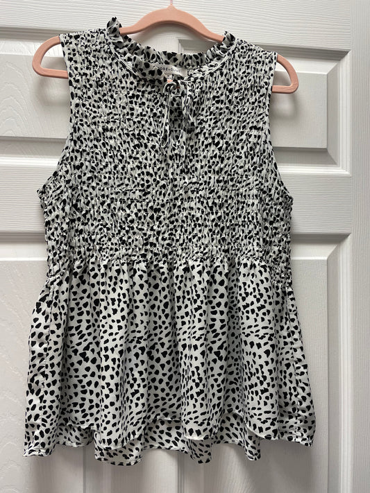 Rose + Olive B&W Blouse Sz M