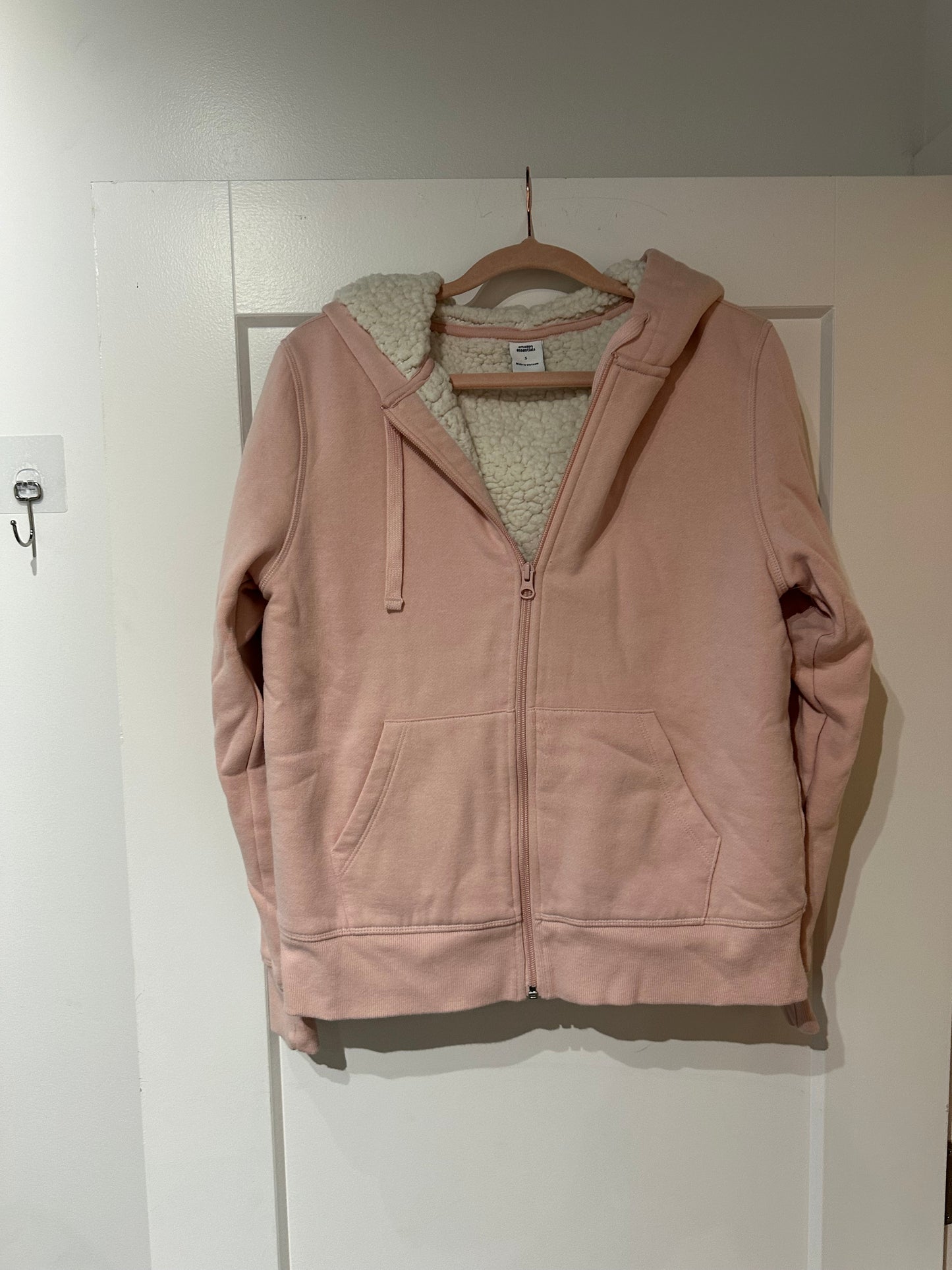 Pink Hoodie with Fuzzy Lining S