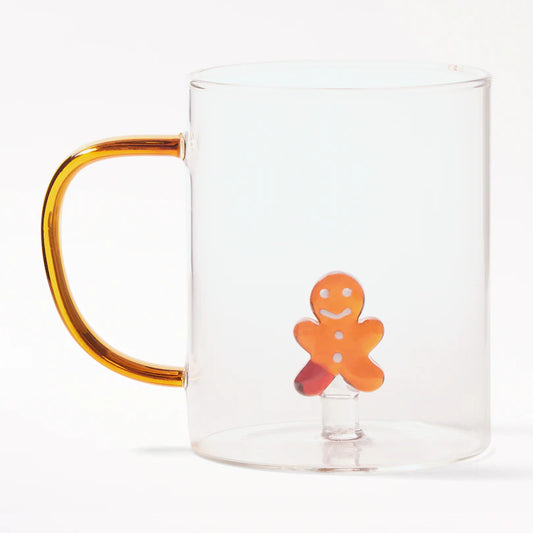 Borosilicate Glass Peekaboo Mug, Gingerbread Man