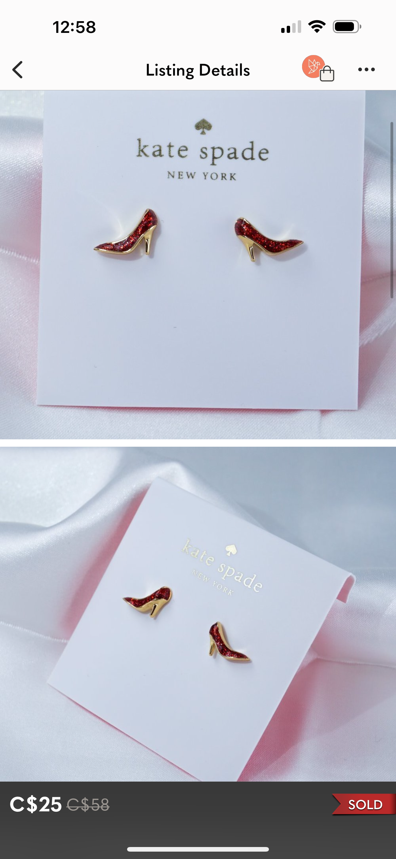 Kate Spade Things We Love Red Heels Stud Earrings (includes DUST BAG)