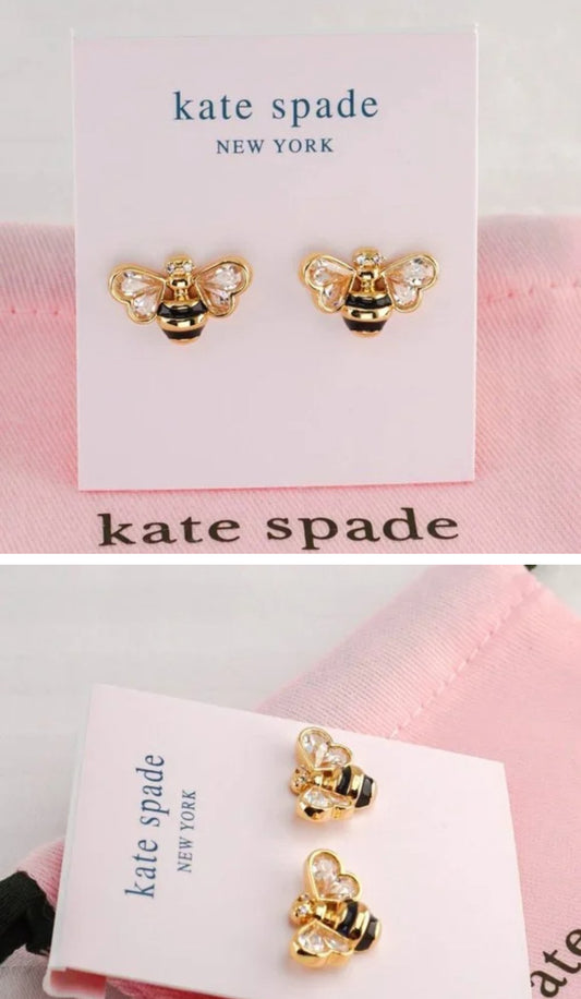 Kate Spade All Abuzz Stone Crystal Bee Stud Earrings (with Dust Bag) Brand New