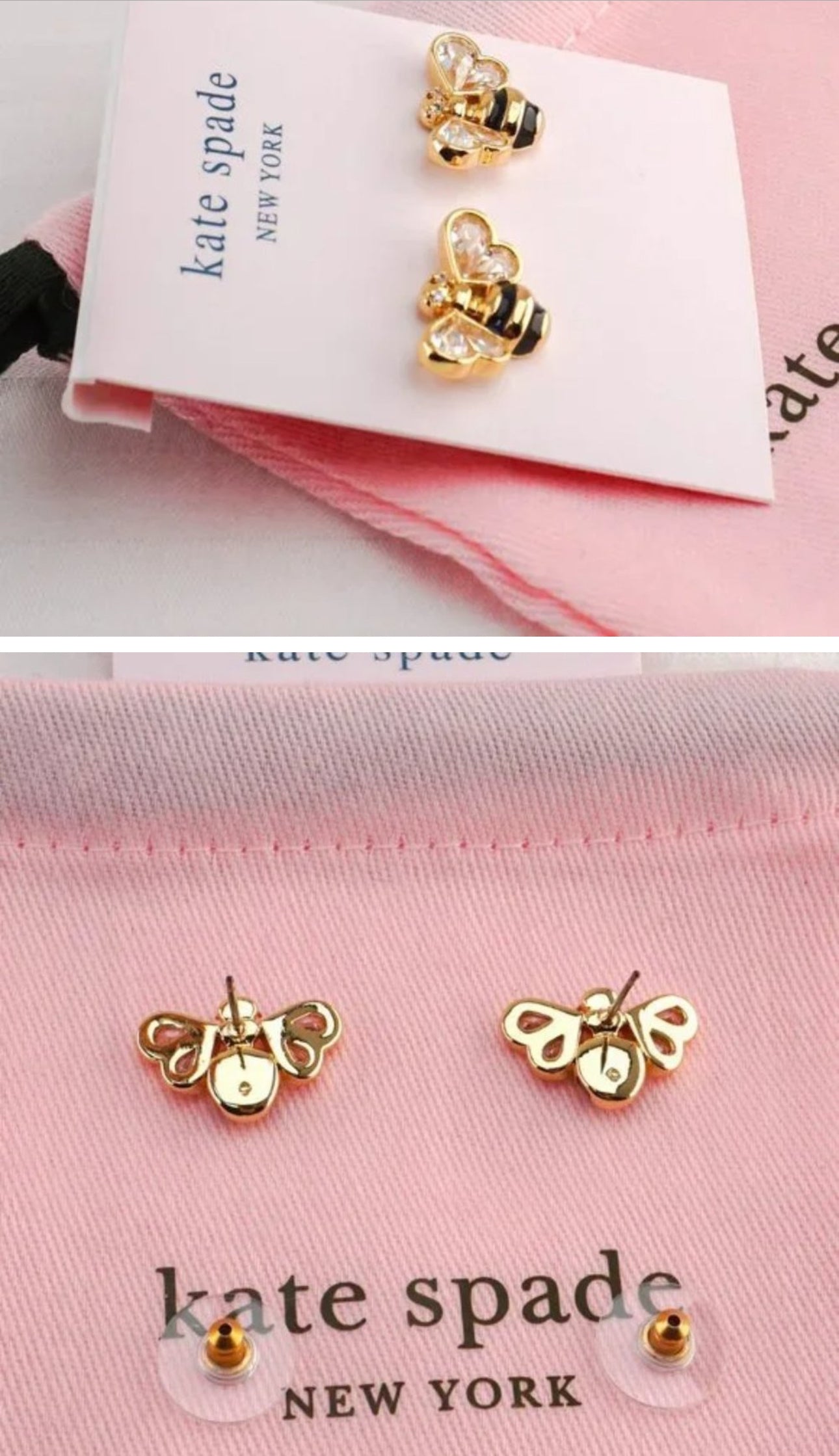 Kate Spade All Abuzz Stone Crystal Bee Stud Earrings (with Dust Bag) Brand New