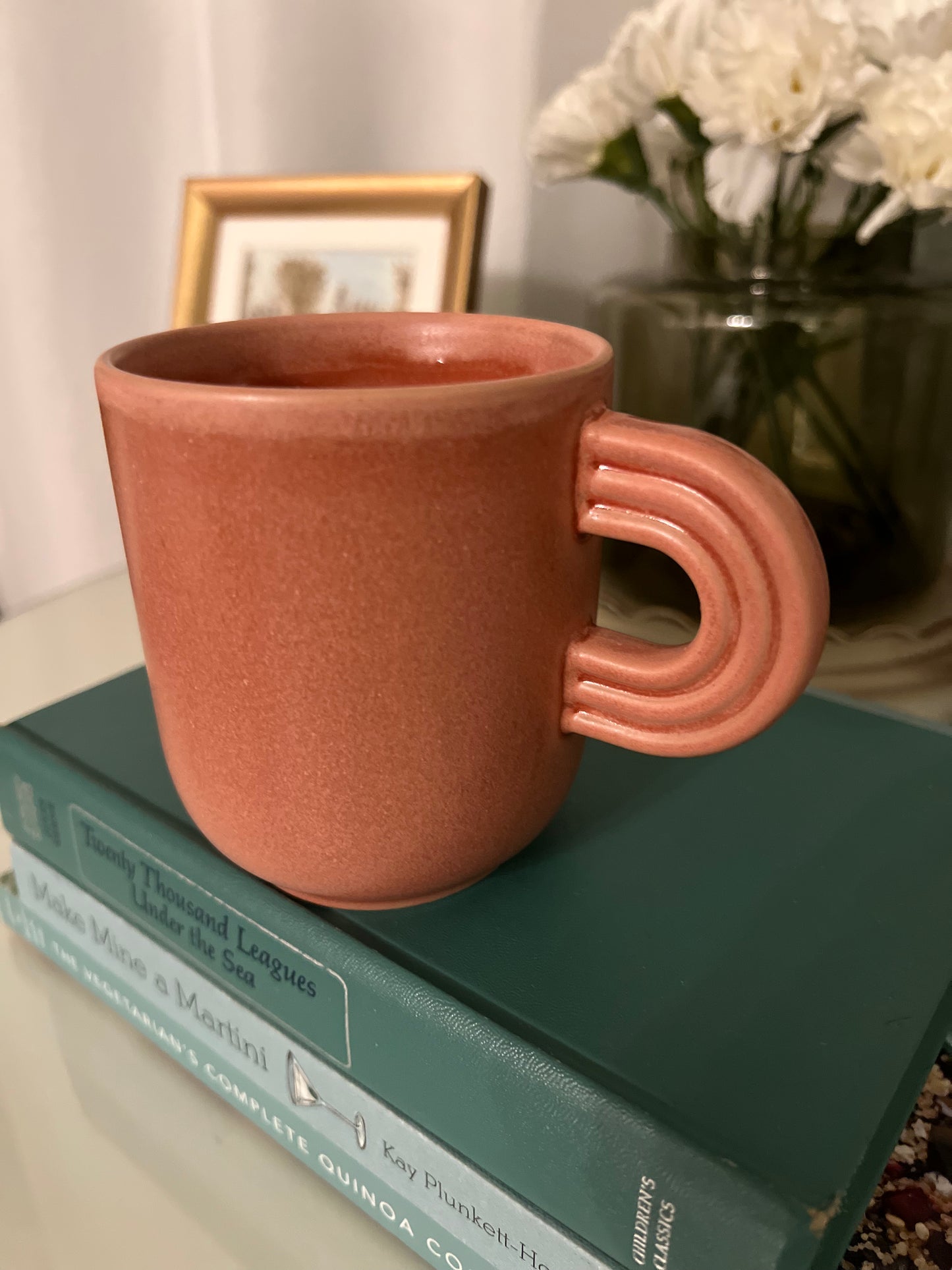 Cute Terracotta Mug with "Rainbow Style" Handle