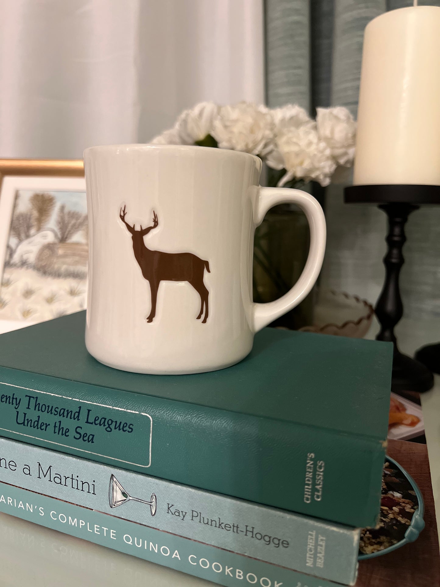 Starbucks Stag Coffee Mug Brown Embossed 2008 cup 12 oz Antlers Deer Elk Buck