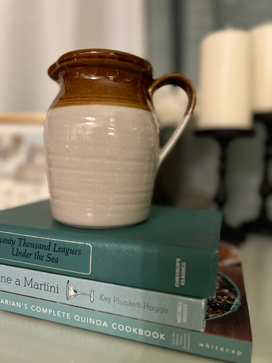 Earthenware Brown and Tan Pitcher