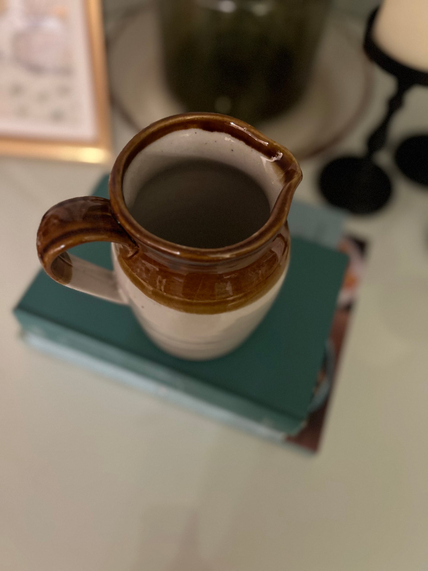 Earthenware Brown and Tan Pitcher