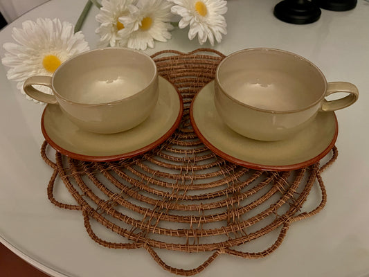 Vintage 1990 Denby Tea Cups and Saucers in Spice