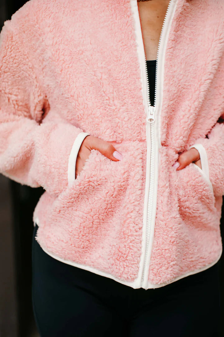 Toasty Teddy Zip Up in Rosé Pink - VARIOUS SIZES