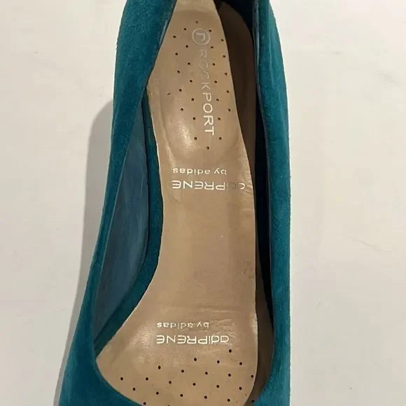 Rockport Teal Suede Peep Toe Platform Heels Size 7