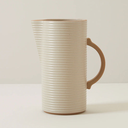 Ridged Pitcher - Ivory