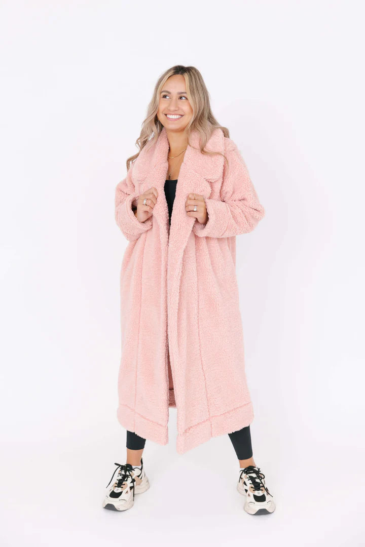 Cozy Chic Teddy Coat in Rosé Pink - VARIOUS SIZES