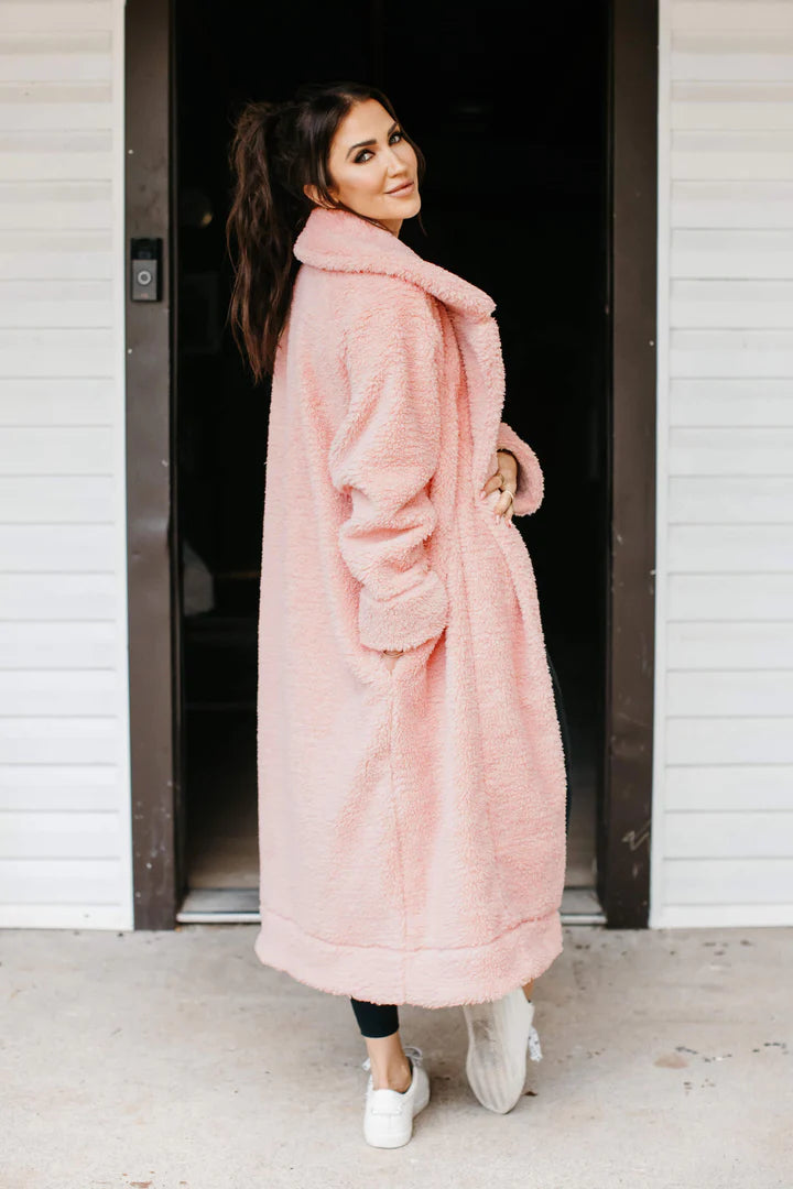 Cozy Chic Teddy Coat in Rosé Pink - VARIOUS SIZES